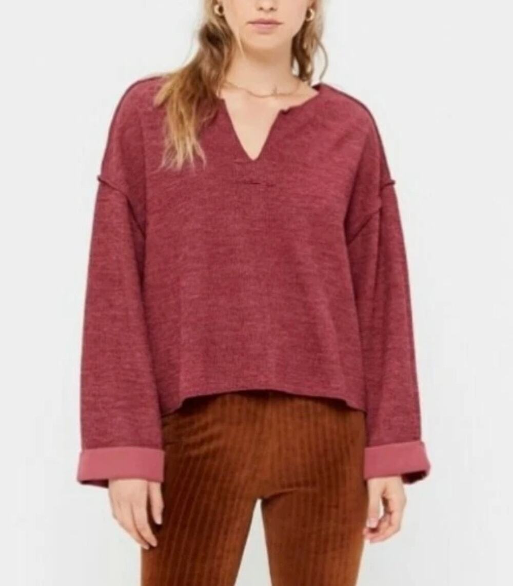 Urban Outfitters Jax Inside Out Ribbed Notch Neck Top Large Oversized Boxy